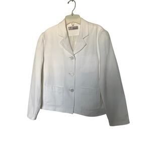 L*T Sport Women White Cotton Blazer Size 12